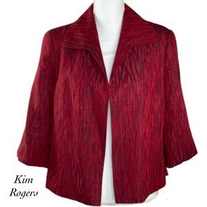 Kim Rogers Red Glitter Shimmer Blazer Jacket NWT Size 12P